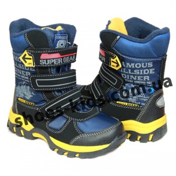 Детские термоботинки SUPER GEAR B 213 (сине-желтые) 